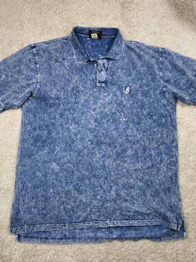 Grateful Dead Polo Shirt XL Blue Acid Wash VTG Vintage Steal Your Face Y2K Band
